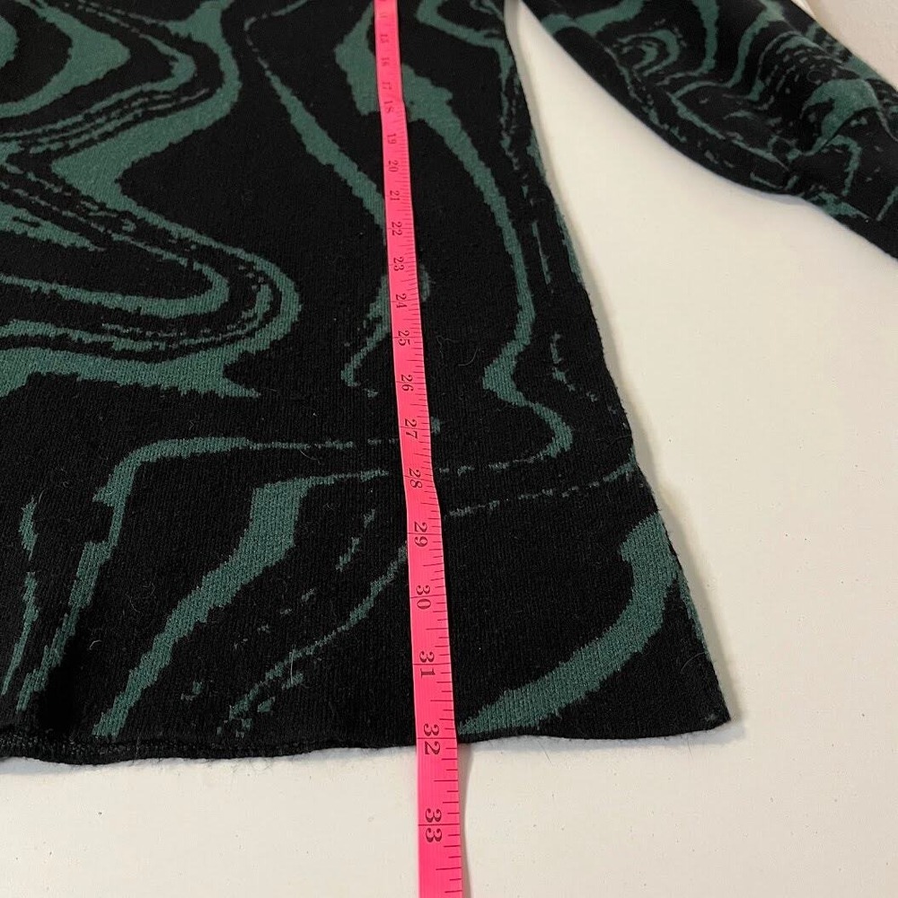 Lucy Paris Green Black Balloon Sleeve Mini Short Sweater Long Sleeve Dress Small - Picture 7 of 7